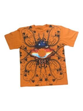 Seminario ceramics orange print Mayan shirt mens large